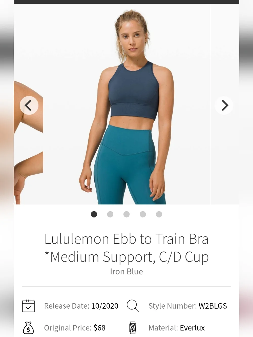lululemon athletica Ebb to Train Bra in Iron Blue